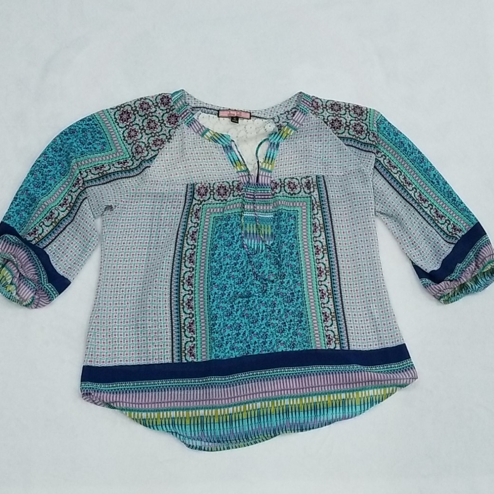 Olive Hill Floral Print Peasant/Tunic Top, Size S